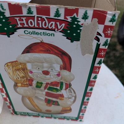 hand-painted glass snowman Christmas ornament,