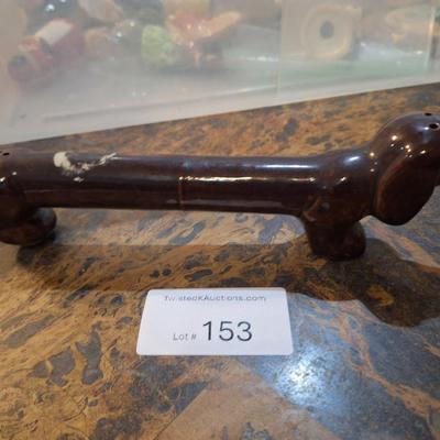 vintage brown ceramic dachshund salt and pepper shaker