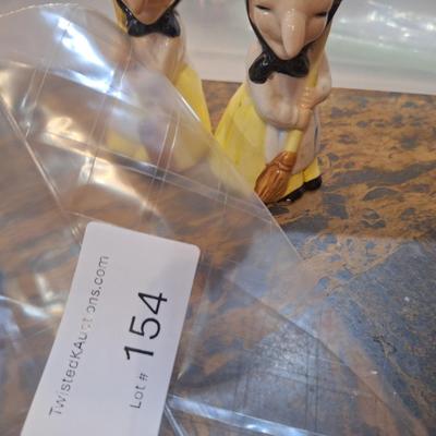  vintage Scandinavian "Health and Happiness" Kitchen Witch salt and pepper shakers.