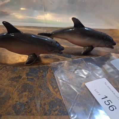 vintage ceramic or porcelain dolphin salt and pepper shakers.