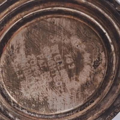 Quaker Silver Co. "Hurricane" weighted sterling silver and etched glass salt and pepper shakers.