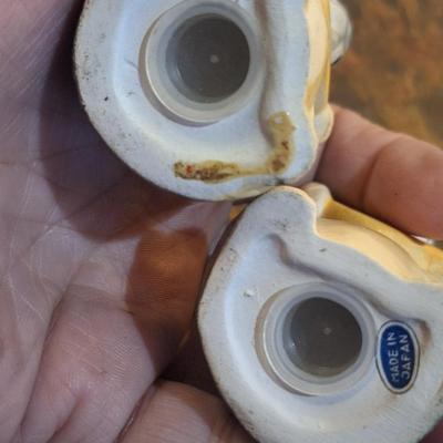 vintage green ceramic Van Tellingen bear salt and pepper shakers.