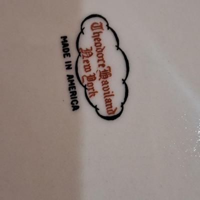 Theodore Haviland New York Arcadia plates with a yellow, purple, and pink roses pattern, a cream background, and gold trim.  4 salad...