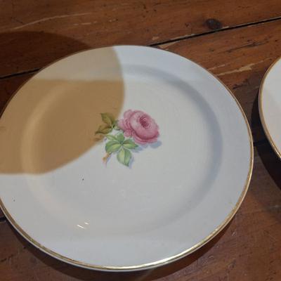 4 plates with pink rose