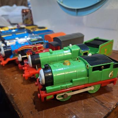 collection fo Thomas and friends toy trains from tomy or trackmaster lines most of these require batteries