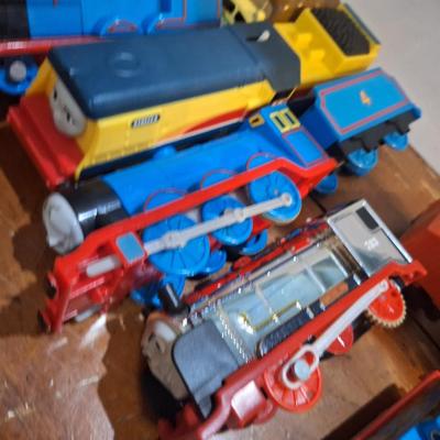 collection fo Thomas and friends toy trains from tomy or trackmaster lines most of these require batteries