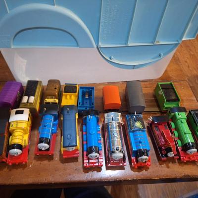 collection fo Thomas and friends toy trains from tomy or trackmaster lines most of these require batteries