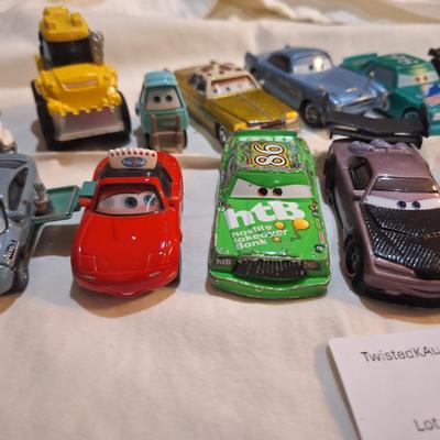 mixed lot of Disney pixar cars and other pocket size vehicles.