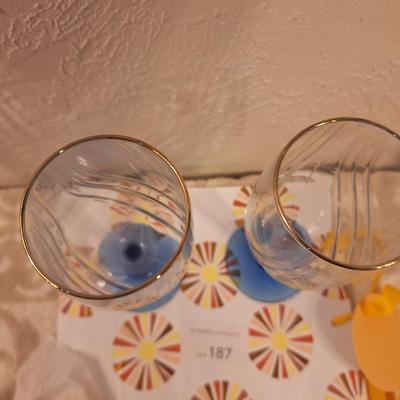 Vintage Lenox Swag Cobalt Blue stem crystal wine glasses- set of 2