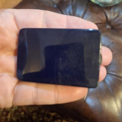 Vintage Lucretia Vanderbilt Blue enamel powder box compact in leather case