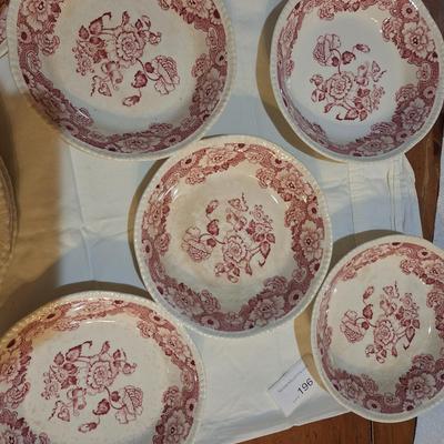 Woods ware fine English china -Cambridge pattern- a few pieces are discolored, see all photos.