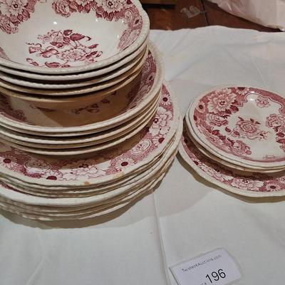 Woods ware fine English china -Cambridge pattern- a few pieces are discolored, see all photos.