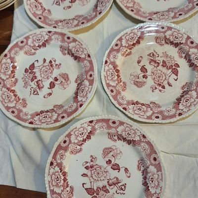 Woods ware fine English china -Cambridge pattern- a few pieces are discolored, see all photos.