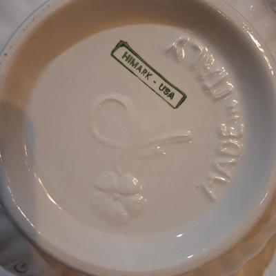 Large Italian serving bowl and 2 Mikasa saucers that are similar