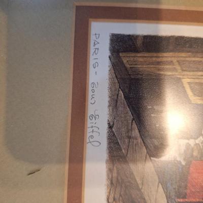 Framed lithograph prints of Parisian landmarks by Farael Ortiz Alfau - signed