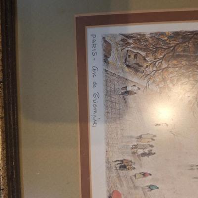 Framed lithograph prints of Parisian landmarks by Farael Ortiz Alfau - signed