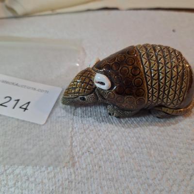 ceramic or pottery aramdillo figurine