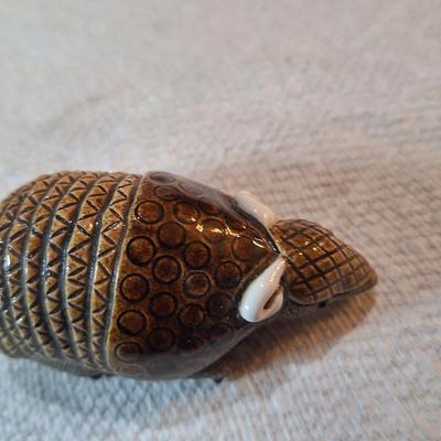 ceramic or pottery aramdillo figurine