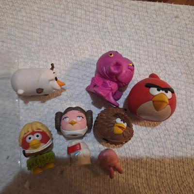 mixed lot of angry birds and other small toys