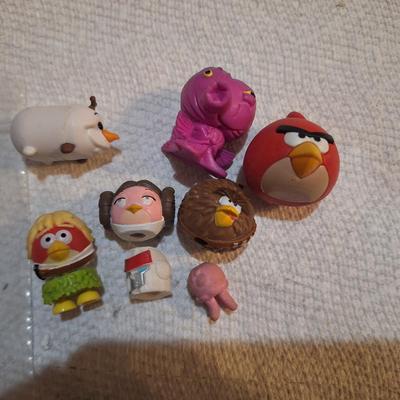 mixed lot of angry birds and other small toys