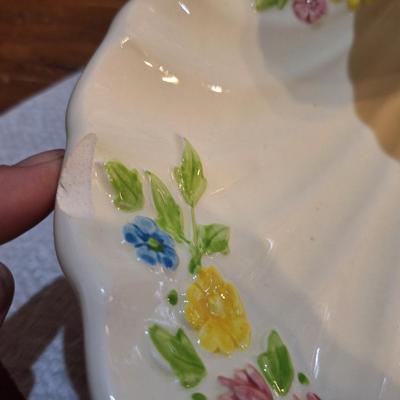 floral chip and dip style plate made in japan - it is one whole piece- see all photos for small damage