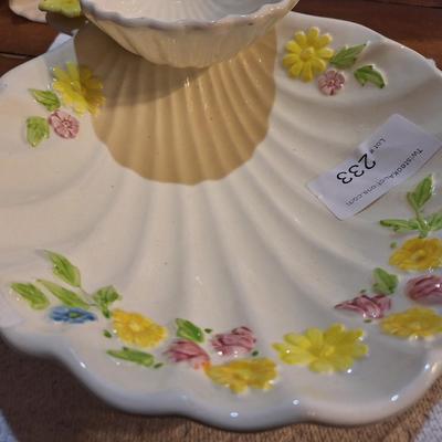floral chip and dip style plate made in japan - it is one whole piece- see all photos for small damage
