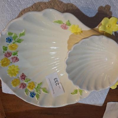 floral chip and dip style plate made in japan - it is one whole piece- see all photos for small damage