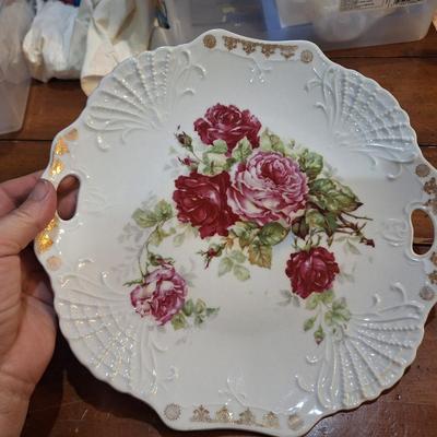 vintage hangled plate from Three Crown china company in Bavaria