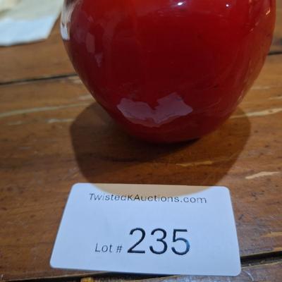 vintage hand blown art glass apple - murano style