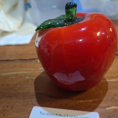 vintage hand blown art glass apple - murano style