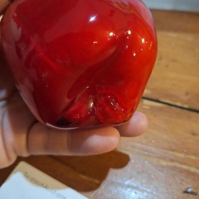 vintage hand blown art glass apple - murano style