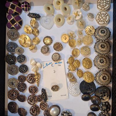 assortment of vintage buttons- some may be military
