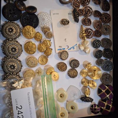 assortment of vintage buttons- some may be military