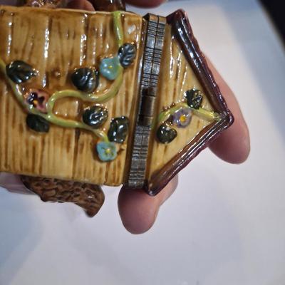 tiny teapot birdhouse trinket box.