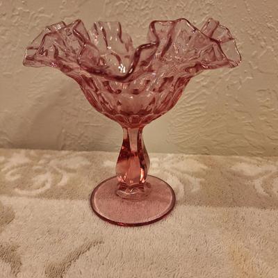 Fenton Colonial Pink Thumbprint compote