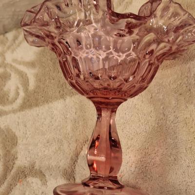 Fenton Colonial Pink Thumbprint compote