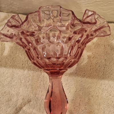 Fenton Colonial Pink Thumbprint compote