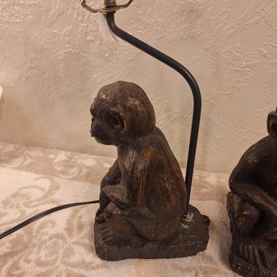 vintage resin monkey figurine table lamps- no shades