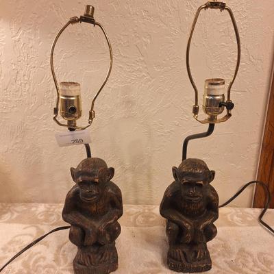 vintage resin monkey figurine table lamps- no shades