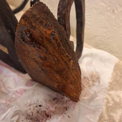3 vintage or antique irons, one has some rust, see all photos.