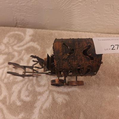 vintage metal stagecoach music box