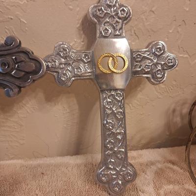 3 decorative metal crosses