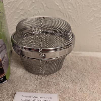 stainless steel mesh tea ball infuser or spice ball.