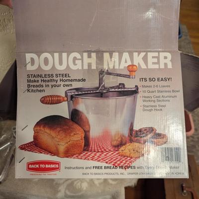 Back to Basics Handcrafted Stainless Steel Hand Crank Bread Dough Maker Kneader.