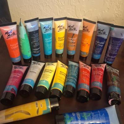 Mont Marte Signature Acrylic Colour paints  all have been used but most appear to be half full or more.