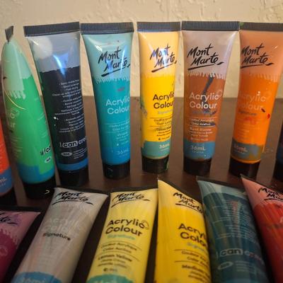 Mont Marte Signature Acrylic Colour paints  all have been used but most appear to be half full or more.