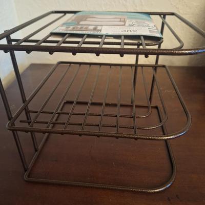 3-tier metal corner plate rack or cupboard organizer.