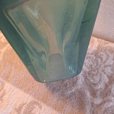  Blenko Glass model 8813S "Paper Bag" vase in a turquoise or green color.