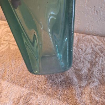  Blenko Glass model 8813S "Paper Bag" vase in a turquoise or green color.