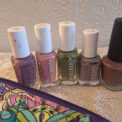 Vera Bradley small cosmetic bag in the "Heather" retired print and some nail polish